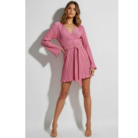 LOVERS + FRIENDS Bernice Pleated Mini Dress, Candy Pink, Large - Picture 3 of 13